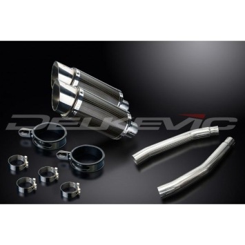 Delkevic slip-on kit Round Carbon 200mm zonder e-keur - GSX1300R HAYABUSA (2008-2019)