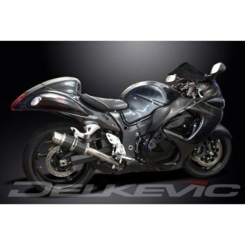 Delkevic slip-on kit Round Carbon 200mm zonder e-keur - GSX1300R HAYABUSA (2008-2019)