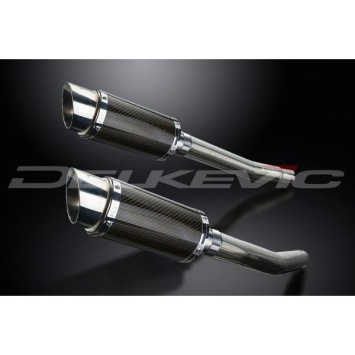 Delkevic slip-on kit Round Carbon 200mm zonder e-keur - GSX1300R HAYABUSA (2008-2019)
