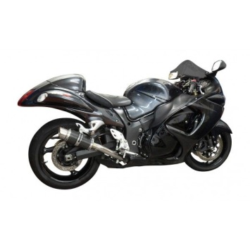Delkevic slip-on kit Round Carbon 200mm zonder e-keur - GSX1300R HAYABUSA (2008-2019)