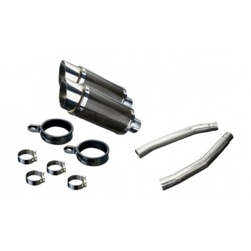 Delkevic slip-on kit Round Carbon 200mm zonder e-keur - GSX1300R HAYABUSA (2008-2019)