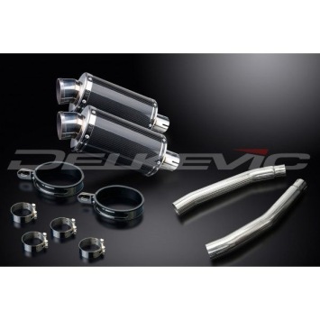 Delkevic slip-on kit Oval Carbon 225mm zonder e-keur - GSX1300R HAYABUSA (2008-2019)