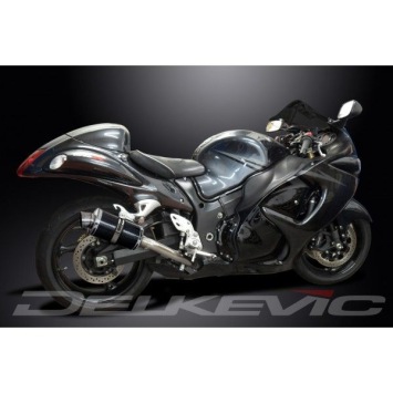 Delkevic slip-on kit Oval Carbon 225mm zonder e-keur - GSX1300R HAYABUSA (2008-2019)