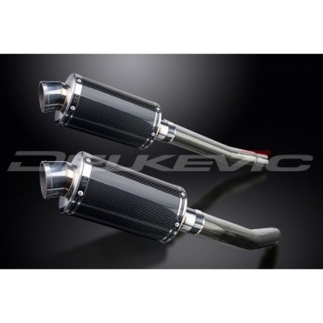 Delkevic slip-on kit Oval Carbon 225mm zonder e-keur - GSX1300R HAYABUSA (2008-2019)