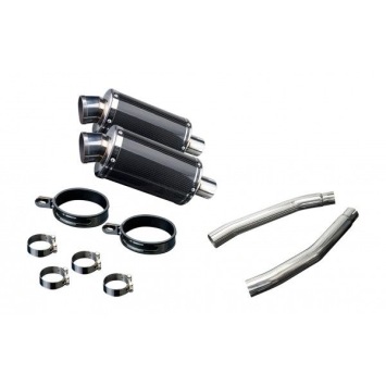 Delkevic slip-on kit Oval Carbon 225mm zonder e-keur - GSX1300R HAYABUSA (2008-2019)