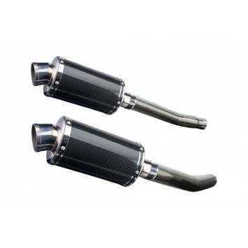 Delkevic slip-on kit Oval Carbon 225mm zonder e-keur - GSX1300R HAYABUSA (2008-2019)