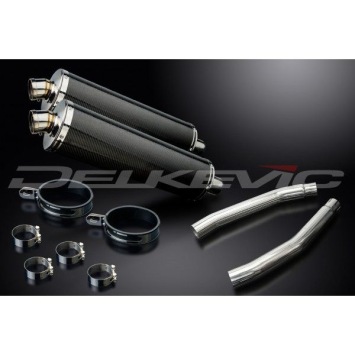 Delkevic slip-on kit Oval Carbon 450mm zonder e-keur - GSX1300R HAYABUSA (2008-2019)
