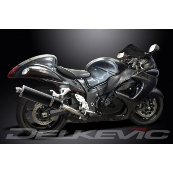 Delkevic slip-on kit Oval Carbon 450mm zonder e-keur - GSX1300R HAYABUSA (2008-2019)