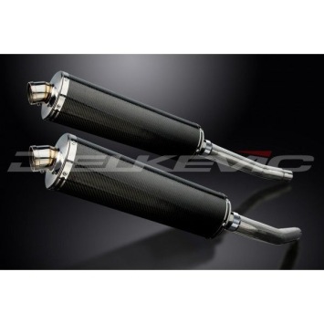 Delkevic slip-on kit Oval Carbon 450mm zonder e-keur - GSX1300R HAYABUSA (2008-2019)