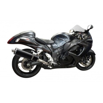 Delkevic slip-on kit Oval Carbon 450mm zonder e-keur - GSX1300R HAYABUSA (2008-2019)