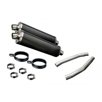 Delkevic slip-on kit Oval Carbon 450mm zonder e-keur - GSX1300R HAYABUSA (2008-2019)