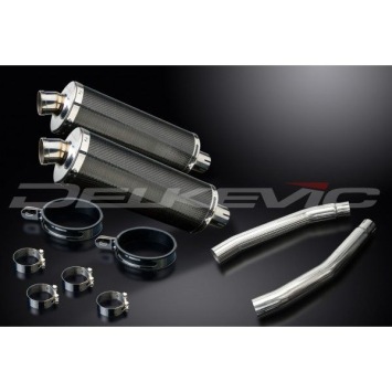 Delkevic slip-on kit Oval Carbon 350mm zonder e-keur - GSX1300R HAYABUSA (2008-2019)