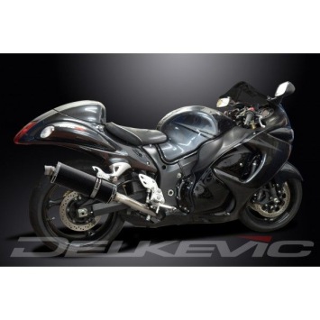 Delkevic slip-on kit Oval Carbon 350mm zonder e-keur - GSX1300R HAYABUSA (2008-2019)