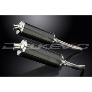 Delkevic slip-on kit Oval Carbon 350mm zonder e-keur - GSX1300R HAYABUSA (2008-2019)