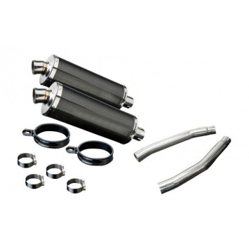 Delkevic slip-on kit Oval Carbon 350mm zonder e-keur - GSX1300R HAYABUSA (2008-2019)