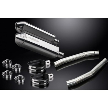 Delkevic slip-on kit Tri-Oval RVS 320mm zonder e-keur - GSX1300R HAYABUSA (2008-2019)