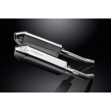 Delkevic slip-on kit Tri-Oval RVS 320mm zonder e-keur - GSX1300R HAYABUSA (2008-2019)