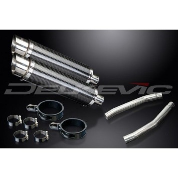 Delkevic slip-on kit Round Carbon 350mm zonder e-keur - GSX1300R HAYABUSA (2008-2019)