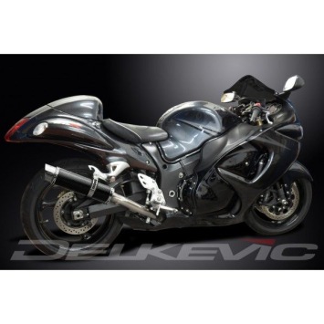 Delkevic slip-on kit Round Carbon 350mm zonder e-keur - GSX1300R HAYABUSA (2008-2019)