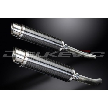 Delkevic slip-on kit Round Carbon 350mm zonder e-keur - GSX1300R HAYABUSA (2008-2019)