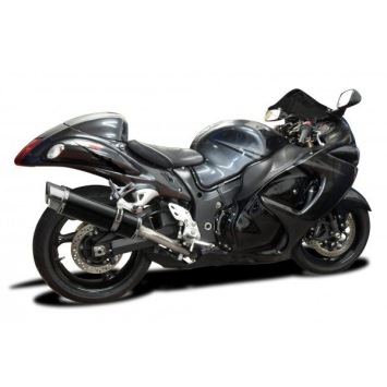 Delkevic slip-on kit Round Carbon 350mm zonder e-keur - GSX1300R HAYABUSA (2008-2019)