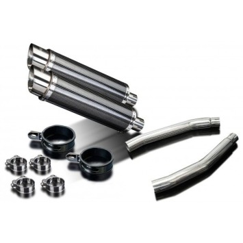 Delkevic slip-on kit Round Carbon 350mm zonder e-keur - GSX1300R HAYABUSA (2008-2019)