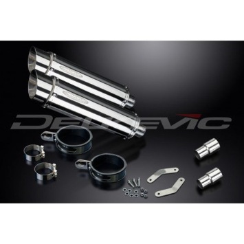 Delkevic slip-on kit Round RVS 350mm zonder e-keur - Speed Triple 1050 (2011-2014)