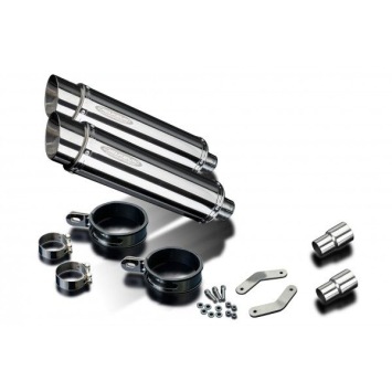 Delkevic slip-on kit Round RVS 350mm zonder e-keur - Speed Triple 1050 (2011-2014)
