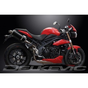 Delkevic slip-on kit Oval Carbon 350mm zonder e-keur - Speed Triple 1050 (2011-2014)