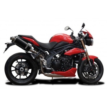 Delkevic slip-on kit Oval Carbon 350mm zonder e-keur - Speed Triple 1050 (2011-2014)