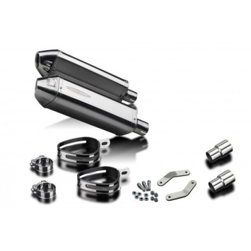 Delkevic slip-on kit Tri-Oval RVS 320mm zonder e-keur - Speed Triple 1050 (2011-2014)