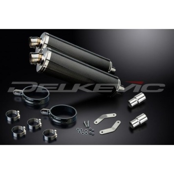 Delkevic slip-on kit Oval Carbon 450mm zonder e-keur - Speed Triple 1050 (2011-2014)
