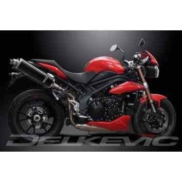 Delkevic slip-on kit Oval Carbon 450mm zonder e-keur - Speed Triple 1050 (2011-2014)