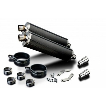 Delkevic slip-on kit Oval Carbon 450mm zonder e-keur - Speed Triple 1050 (2011-2014)