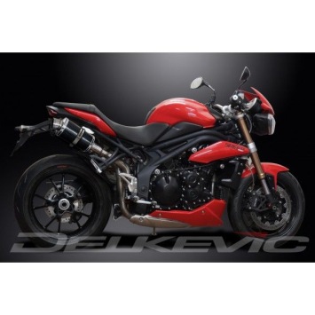 Delkevic slip-on kit Oval Carbon 225mm zonder e-keur - Speed Triple 1050 (2011-2014)