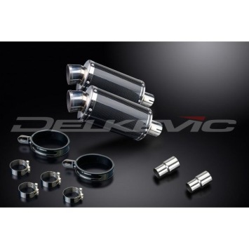 Delkevic slip-on kit Oval Carbon 225mm zonder e-keur - Speed Triple 1050 (2005-2010)