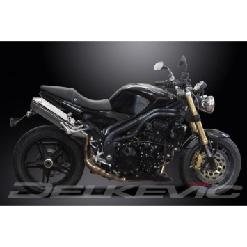 Delkevic slip-on kit Tri-Oval RVS 320mm zonder e-keur - Speed Triple 1050 (2005-2010)
