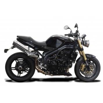 Delkevic slip-on kit Tri-Oval RVS 320mm zonder e-keur - Speed Triple 1050 (2005-2010)