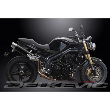Delkevic slip-on kit Round Carbon 350mm zonder e-keur - Speed Triple 1050 (2005-2010)
