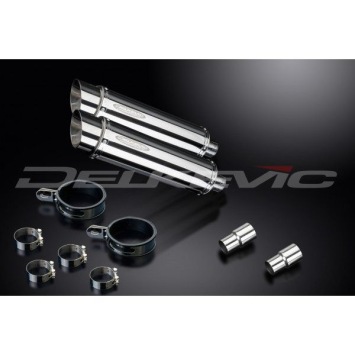 Delkevic slip-on kit Round RVS 350mm zonder e-keur - Speed Triple 1050 (2005-2010)