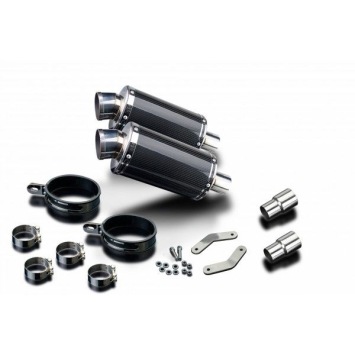 Delkevic slip-on kit Oval Carbon 225mm zonder e-keur - Speed Triple R 1050 (2012-2016)