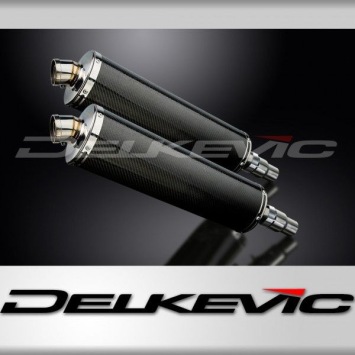 Delkevic slip-on kit Oval Carbon 450mm zonder e-keur - Speed Triple R 1050 (2012-2016)