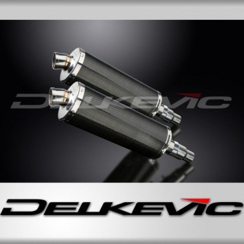 Delkevic slip-on kit Oval Carbon 350mm zonder e-keur - Speed Triple R 1050 (2012-2016)