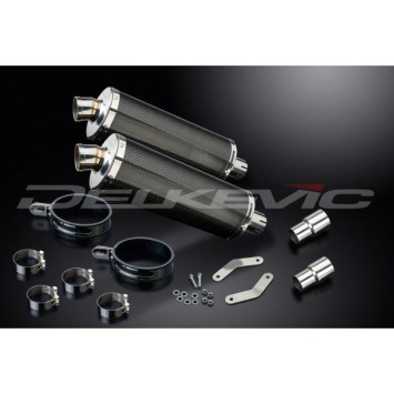 Delkevic slip-on kit Oval Carbon 350mm zonder e-keur - Speed Triple R 1050 (2012-2016)
