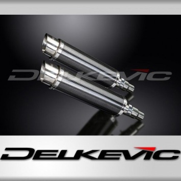 Delkevic slip-on kit Round Carbon 350mm zonder e-keur - Speed Triple R 1050 (2012-2016)
