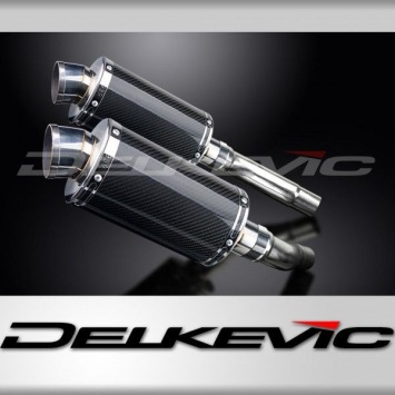 Delkevic slip-on kit Oval Carbon 225mm zonder e-keur - Street Triple 675 (2007-2012)