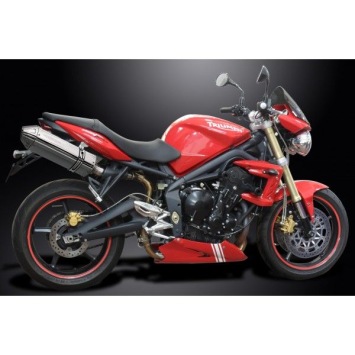 Delkevic slip-on kit Tri-Oval RVS 320mm zonder e-keur - Street Triple 675 (2007-2012)