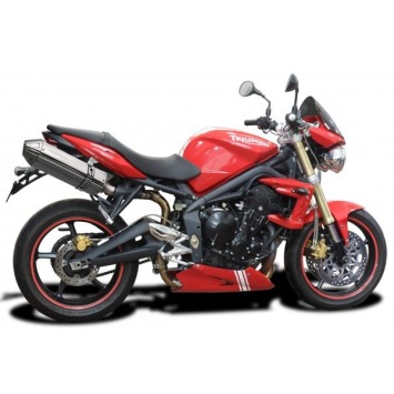 Delkevic slip-on kit Tri-Oval RVS 320mm zonder e-keur - Street Triple 675 (2007-2012)