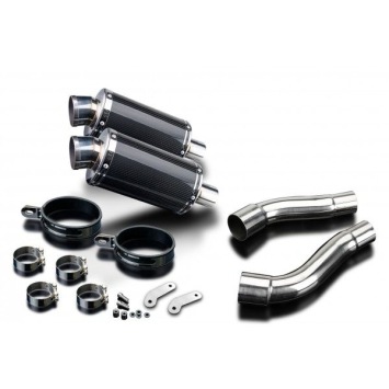 Delkevic slip-on kit Oval Carbon 225mm zonder e-keur - Street Triple R (2009-2012)