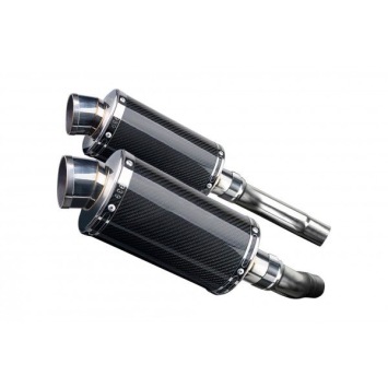 Delkevic slip-on kit Oval Carbon 225mm zonder e-keur - Street Triple R (2009-2012)